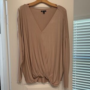 Catherine Malandrino Taupe V-Neck Blouse